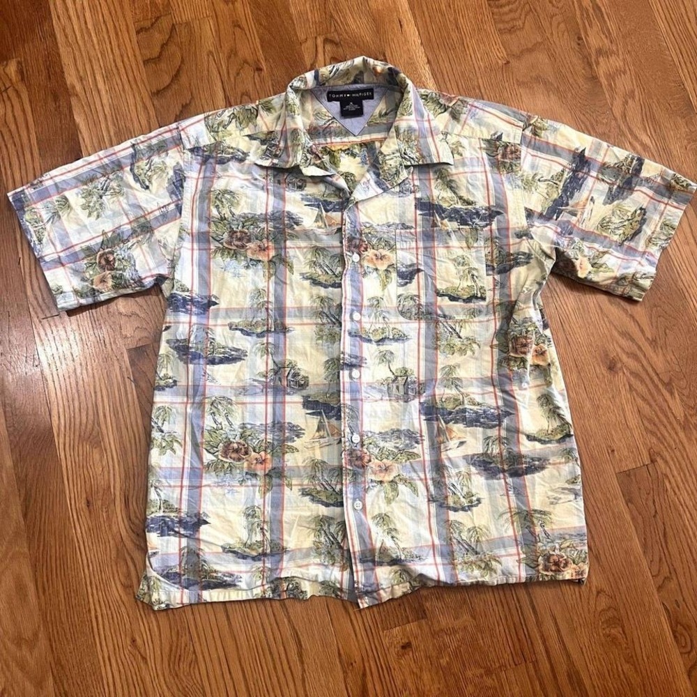 Vintage Tommy Hilfiger Hawaiian Button Up Mens Medium